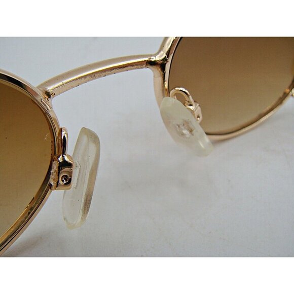 Vintage Sunglasses Gold Metal Frame Oval Shaped Summer Sunglasses Bronze Lens - Picture 7 of 9